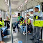 Employees of Curaçao National Airport on a bus at the ‘Airport Safety & Security Week’